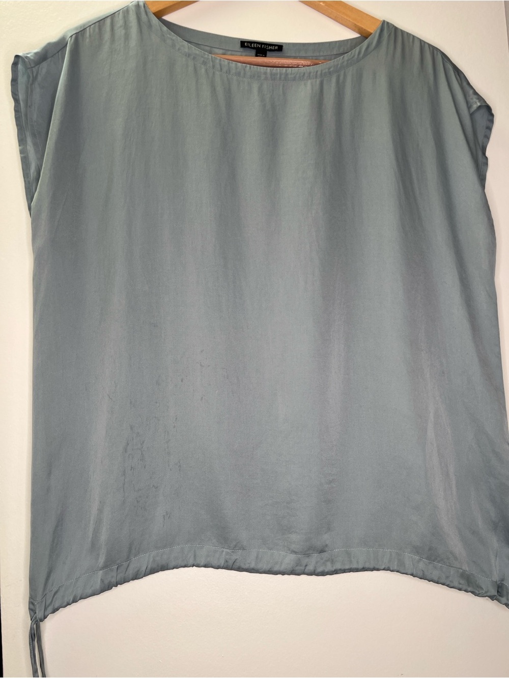 Eileen Fisher Soft Sage Cap-Sleeve Silk-Blend Top